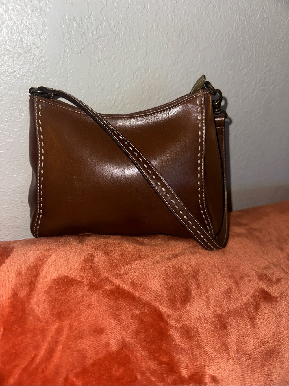 Nine & Co. Brown Mini Shoulder Bag with Contrast Stitching